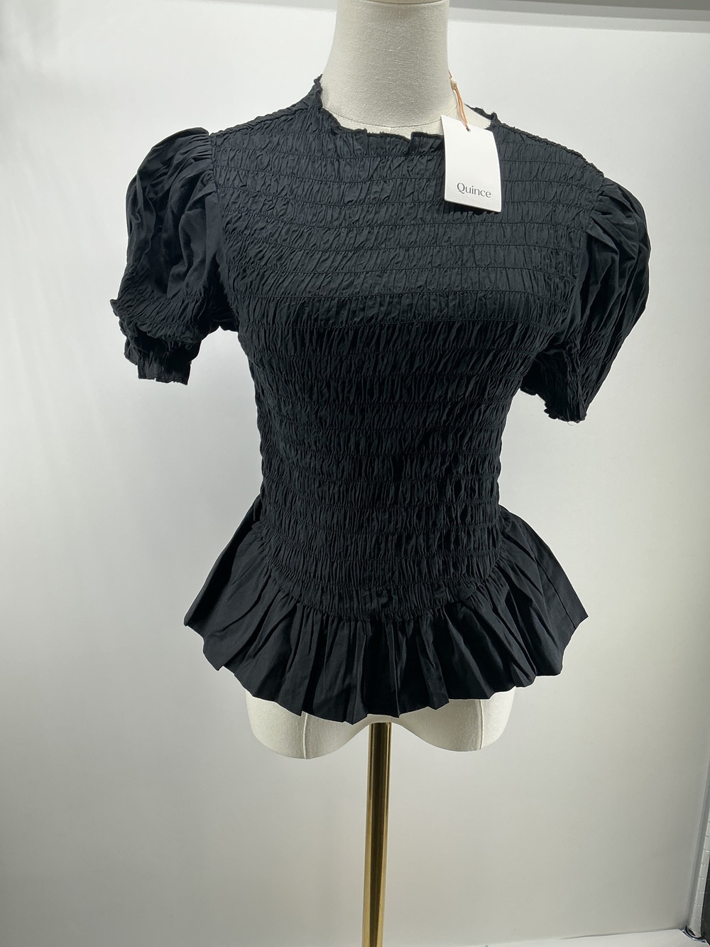 Cotton Viscose Voile Smocked Peplum Top